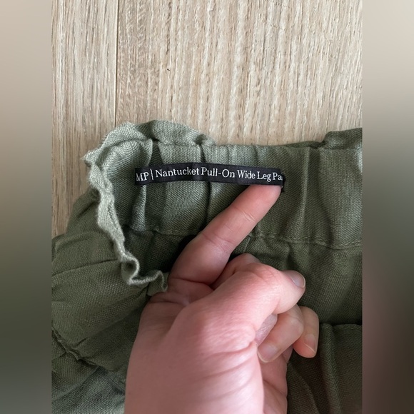 Talbots Women’s Nantucket Washed Line. wide Leg Pants Green - Medium Petite - Picture 4 of 6